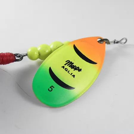 Mepps Aglia 5 dressed Spinner, Fire Tiger, 14g, Federdrilling, #1758