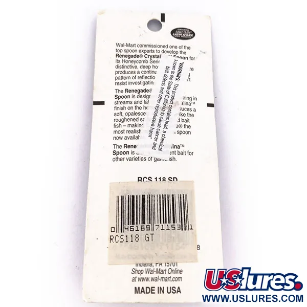 Renegade Crystalina Spoon Blinker, Orange/Schwarz, 7g, Waben, #10039