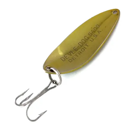 Dardevle Devle Dog 5400 Blinker, Gold / Grün, 14g, Teufelskopf, #10054