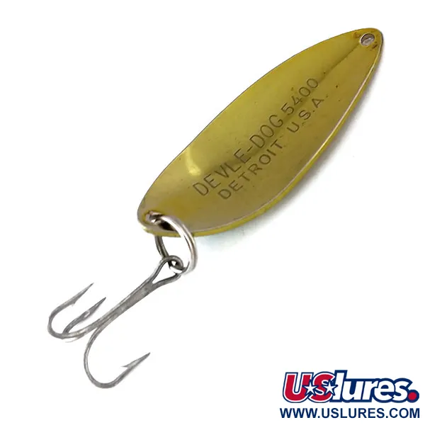 Dardevle Devle Dog 5400 Blinker, Gold / Grün, 14g, Teufelskopf, #10054