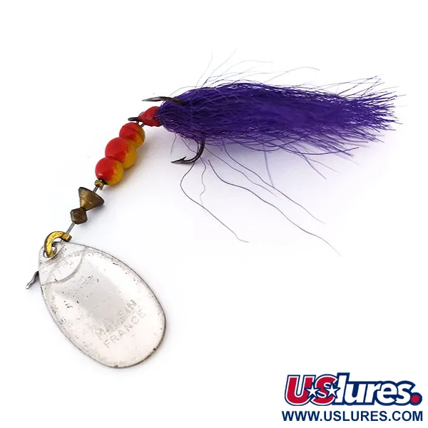 Mepps Aglia 4 Bucktail Spinner, Silber/Lila, 10g, Bucktail-Dekor, #10080