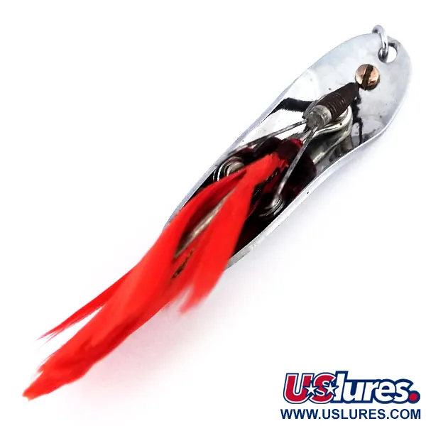 Pflueger Chum Weedless Spoon Blinker, Nickel/Rot, 8g, Federn, #10600