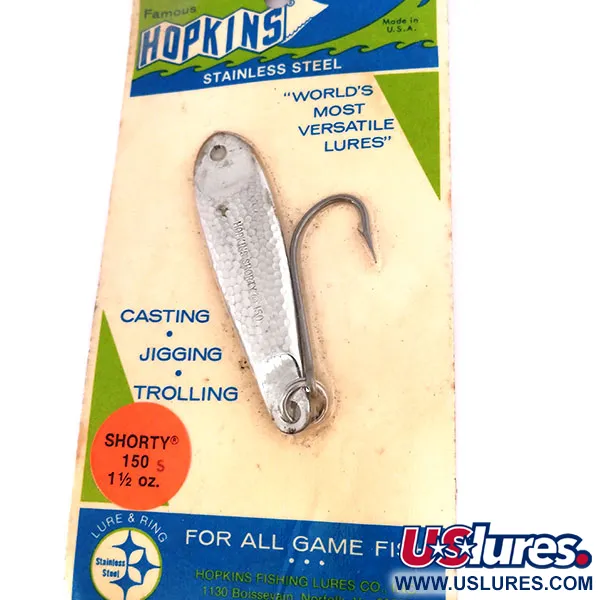 Hopkins shorty 150 Jig Lure, Gehämmertes Nickel, 42g, Einzelhaken, #10617