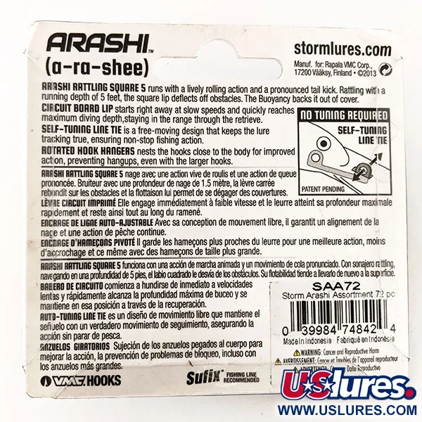 Storm Arashi Rattling Square 5 Crankbait, Bluegill, 18g, GFK-Lip, #11332