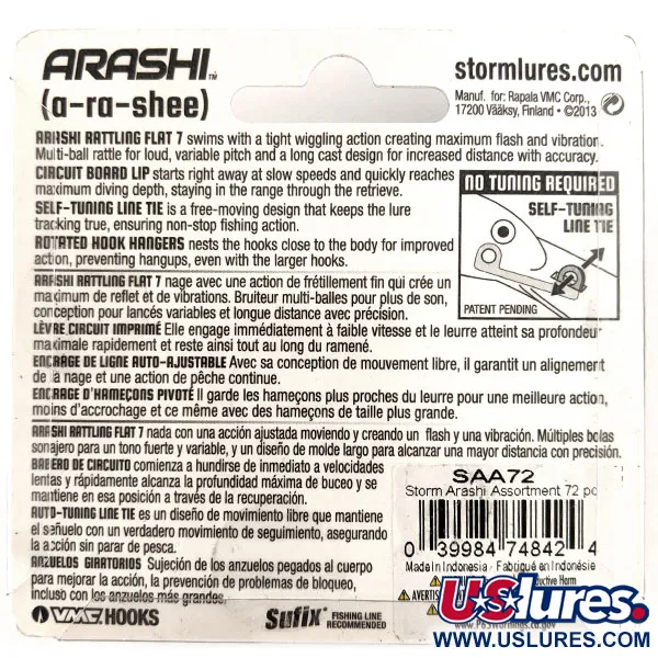 Storm Arashi Rattling Flat 7 Crankbait, Blau/Silber, 12g, #11347