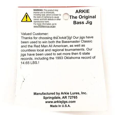 Arkie Lures Weedless Arkie Bass Jig, Schwarz/Blau, 7g, Krautschutz, #11353