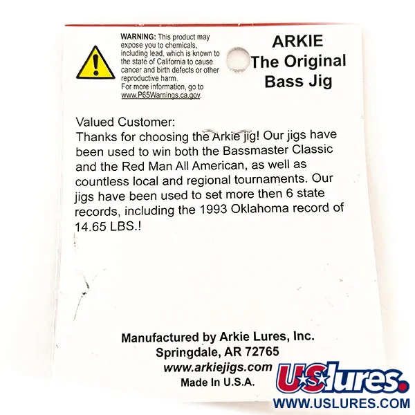 Arkie Lures Weedless Arkie Bass Jig, Schwarz/Blau, 7g, Krautschutz, #11353