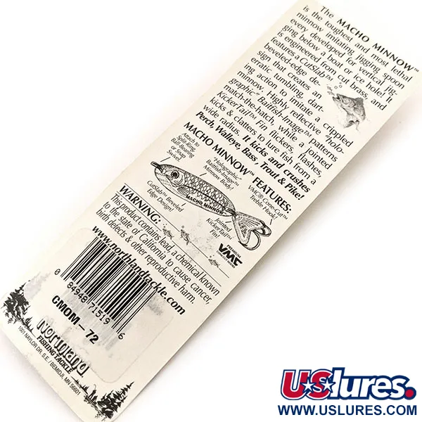 Northland Macho Minnow Jig Lure, Rainbow Silver, 14g, KickerTail, #11393