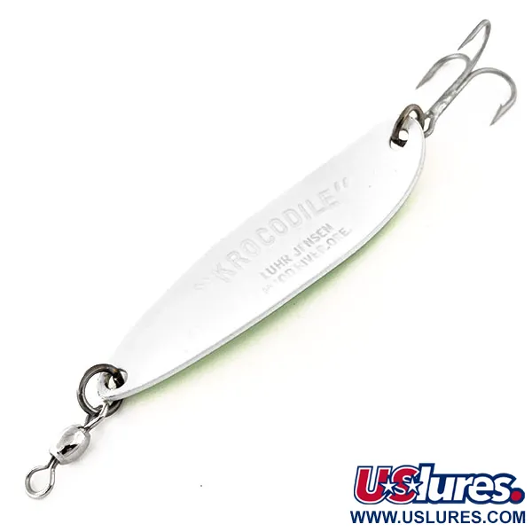 Luhr Jensen Krocodile Die #5 Glow Blinker, Weiß/Grün, 23g, Glow, #11449