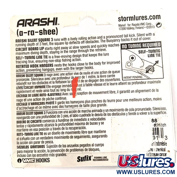 Storm Arashi Silent Square 3 Crankbait, Ghost Hitch, 14g, #11676