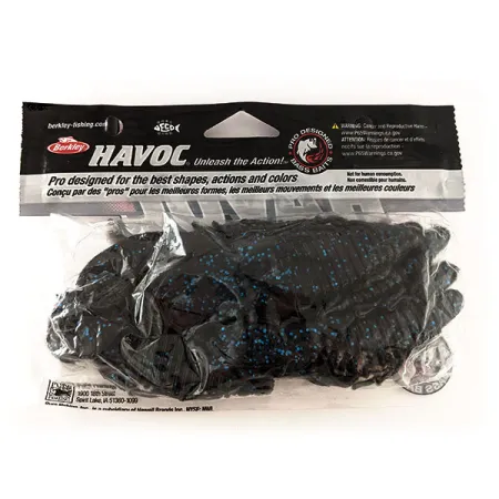 Berkley Havoc Craw Fatty Gummiköder, Black Blue Fleck, 10cm, #11699