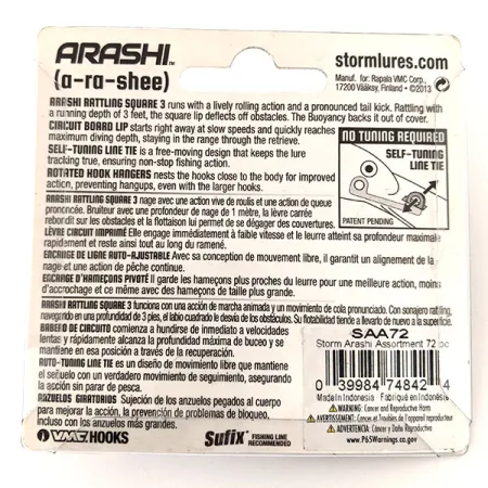 Storm Arashi Rattling Square 3 Crankbait, Blau Silber Shad, 14g, #11708