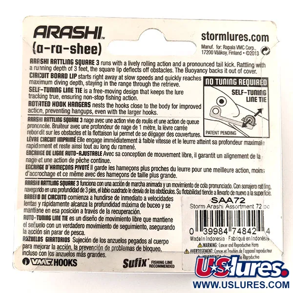 Storm Arashi Rattling Square 3 Crankbait, Blau Silber Shad, 14g, #11708