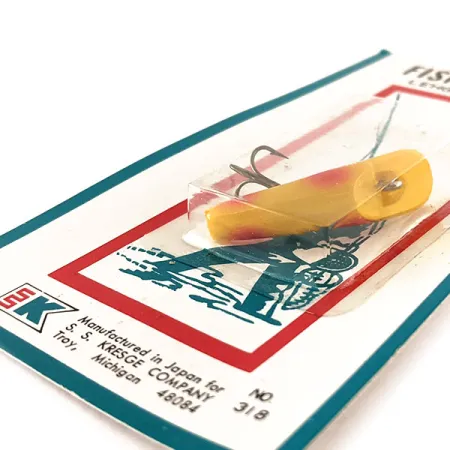 Kmart Kresge #318 Schleppköder, Yellow / Red, 2.5g, Vintage, #11828