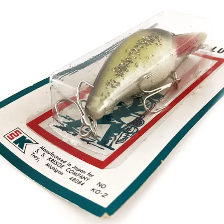 Kmart Kresge #K02 Crankbait, Gelb/Schwarz/Glitter, 14g, #11835