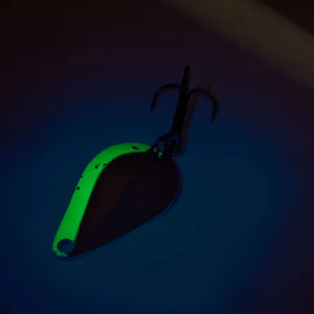 Acme K.O. Wobbler UV Blinker, Nickel / Blau, 7g, UV-aktiv, #12215