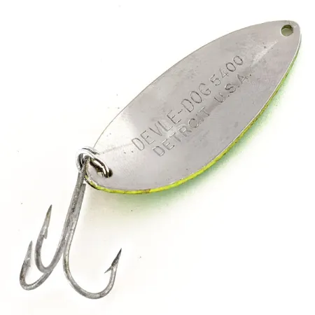 Dardevle Devle Dog 5400 UV Blinker, Gelb/Grün/Nickel, 14g, UV, #12409