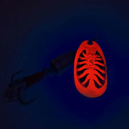 Blue Fox Super Vibrax 5 UV Spinner, Rot / Messing, 13g, UV-aktiv, #12490