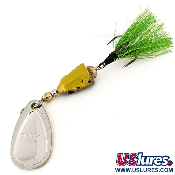 Blue Fox Vibrax Shallow Spinner, Regenbogen Gelb/Grün, 8g, #12555