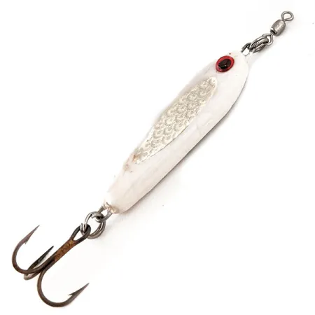 Bubba-Baits Zig Zag Spoon Jig Lure Pirk, Weiß/Silber, 21g, Wirbel, #12571