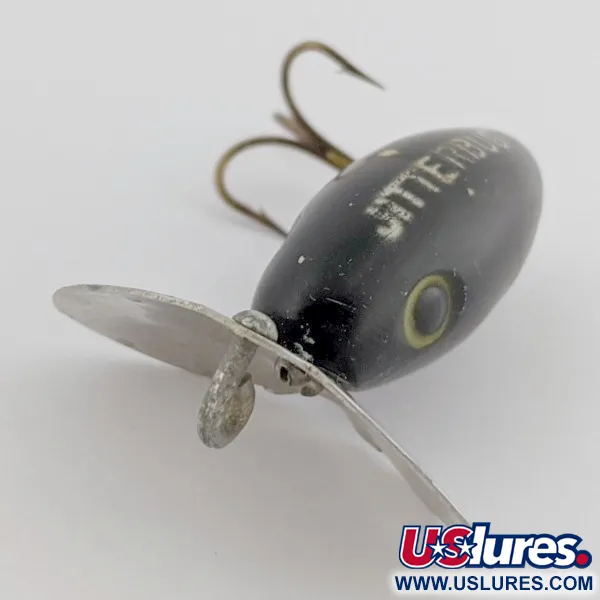 Arbogast Jitterbug Oberflächenwobler, Schwarz, 4 g, Metallschaufel, #24507