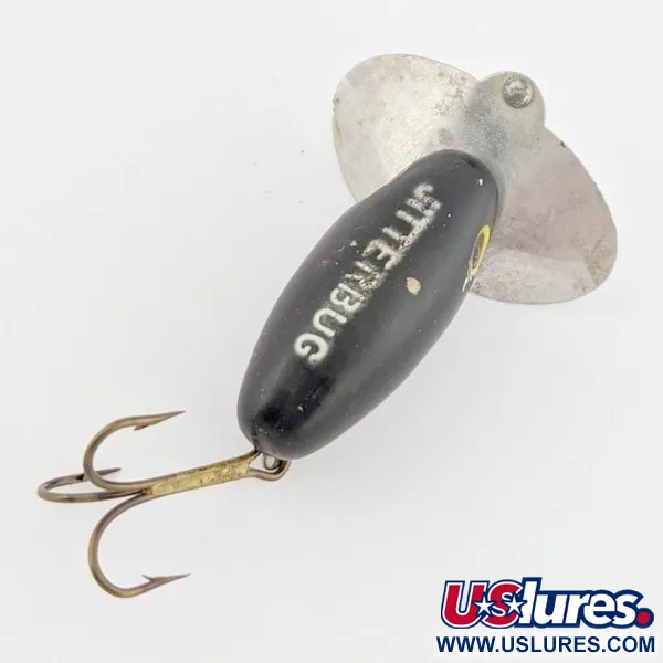 Arbogast Jitterbug Oberflächenwobler, Schwarz, 4 g, Metallschaufel, #24507