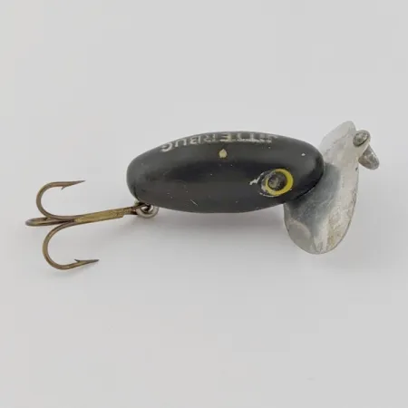 Arbogast Jitterbug Oberflächenwobler, Schwarz, 4 g, Metallschaufel, #24507