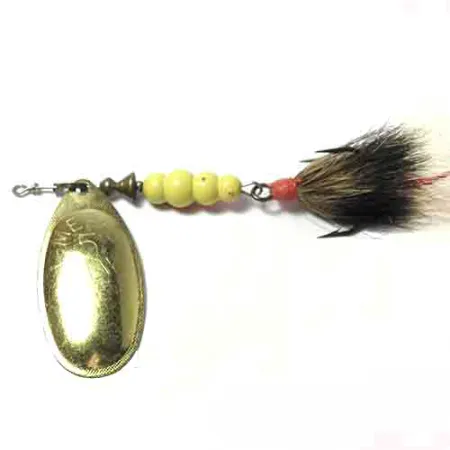 Mepps Aglia Spinner, Messing, 14g, Feder-Dekor, #0011