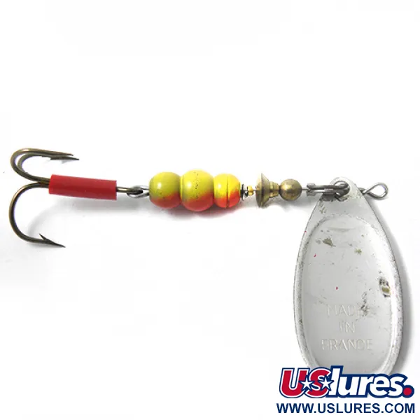 Mepps Aglia 4 Spinner, Stahl / Rot, 9g, Silberblatt, #0050