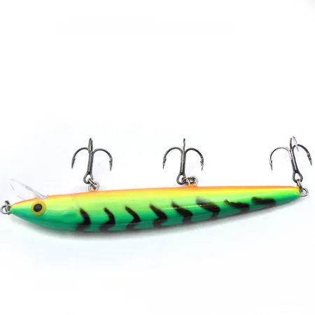 Rapala Husky Jerk Wobbler, Grün/Gelb/Orange, 12g, Rasselkammer, #0089