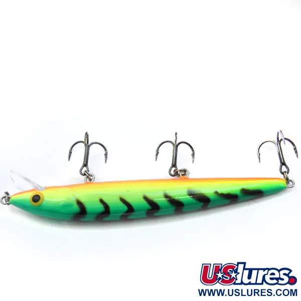 Rapala Husky Jerk Wobbler, Grün/Gelb/Orange, 12g, Rasselkammer, #0089