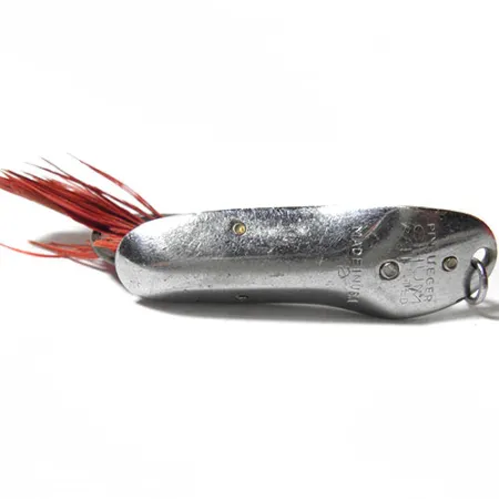 Pflueger Vintage Weedless CHUM Blinker, Nickel / Rote Federn, 8g, #0157