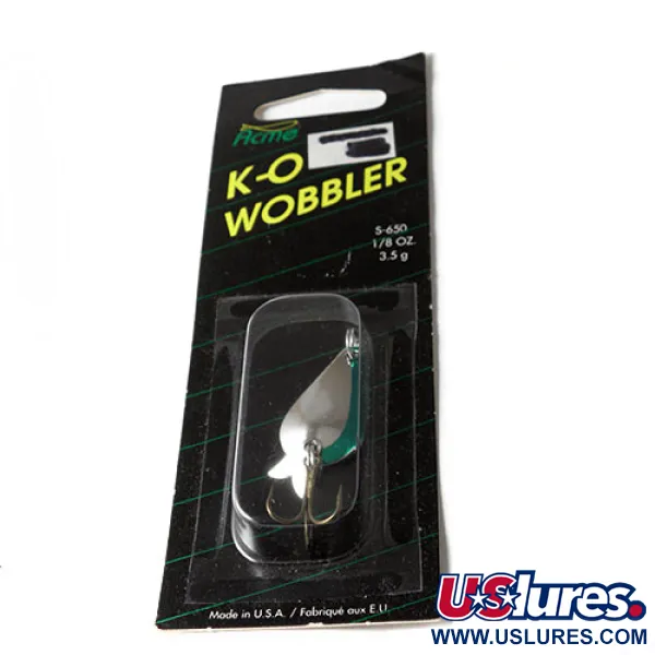 ACME K.O. Wobbler Blinker, Nickel / Grün, 3.5g, Sonic Flipper Tail, #0215