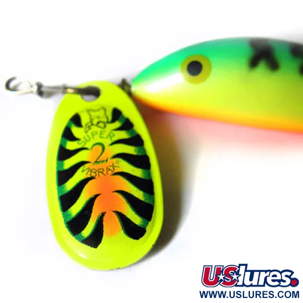 Blue Fox Super Vibrax 2 Minnow Spinner, Grün/Gelb/Orange, 8g, #0227