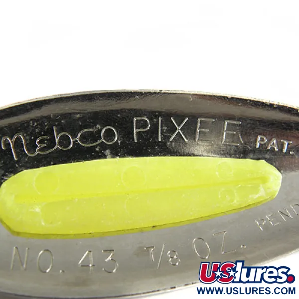 Nebco Pixee Blinker, Nickel / Gelb, 28g, Lachsei-Einsatz, #0510