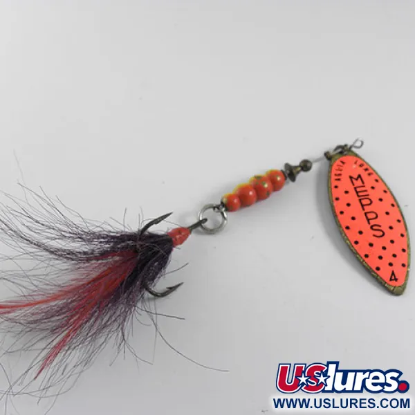 Mepps Aglia Long 4 Dressed Spinner, Gold / Orange, 17g, #0667