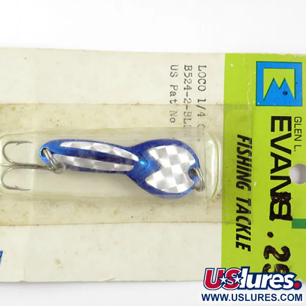 Glen Evans Loco Blinker, Nickel / Blau, 7g, Vintage USA, #0810