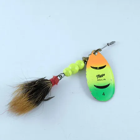 Mepps Aglia Fluo 4 dressed Spinner, Messing/Fluo, 10g, #1085