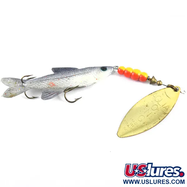 Mepps 4 Aglia Long Mino Spinner, Messing/Rot, 22g, Weidenblatt, #1100