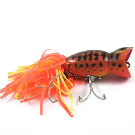 Fred Arbogast Hula Popper Popper, Tiger-Dekor, 14g, Gummifransen, #1189