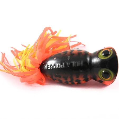 Fred Arbogast Hula Popper Popper, Tiger-Dekor, 14g, Gummifransen, #1189