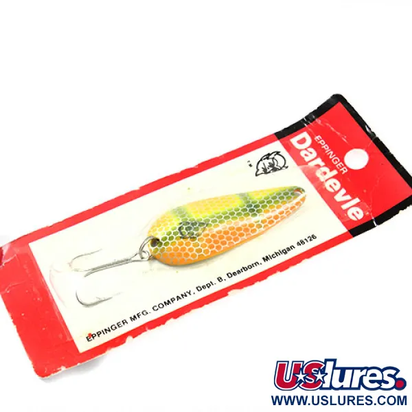 Eppinger Dardevle Imp Blinker, Gelb/Grün/Orange, 11g, Schuppen, #1203