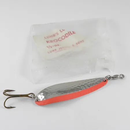 Luhr Jensen Krocodile Blinker, Nickel Gehämmert / Rot, 14g, #1537
