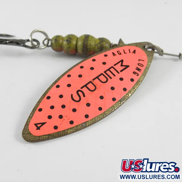 Mepps Aglia Long 4 Spinner, Messing/Orange, 17g, Weidenblatt, #1703