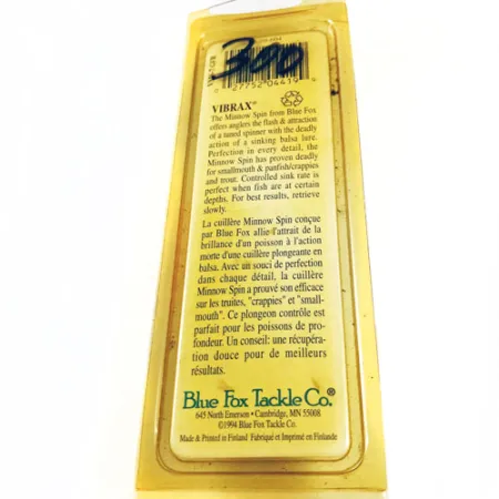 Blue Fox Vibrax Minnow Spin 2 Spinner, Orange/Gelb, 9g, Sinking, #5581