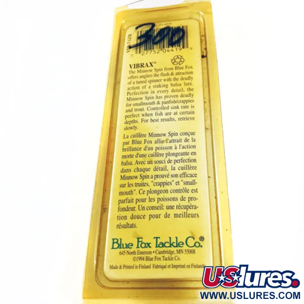 Blue Fox Vibrax Minnow Spin 2 Spinner, Orange/Gelb, 9g, Sinking, #5581