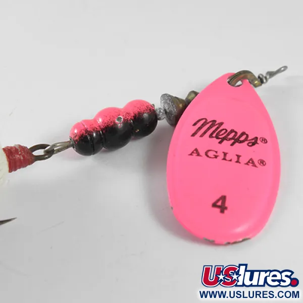 Mepps Aglia 4 dressed Spinner, Fluorescent Pink, 10g, Federdrilling, #1755