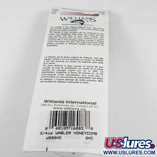 Williams Wabler W60 Blinker, Gold (vergoldet), 21g, Wabenmuster, #1763