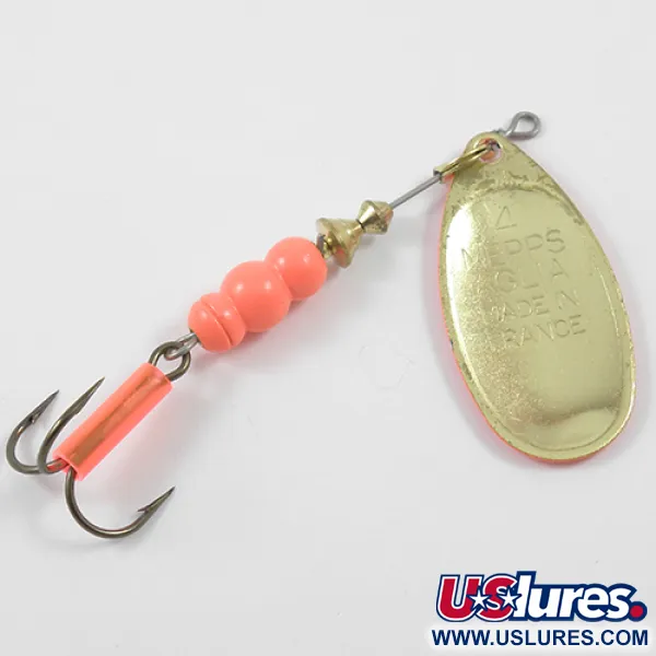 Mepps Aglia Hot 4 Spinner, Fluo-Orange/Gold, 9g, Vintage, #1914