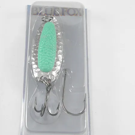 Blue Fox Pixee Spoon, Nickel / Grün, 14g, Hammerfinish, #1940